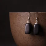 Ebony Wood 925 Silver Earrings