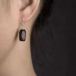 Ebony Wood 925 Silver Earrings