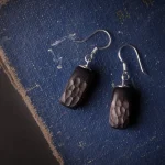 Ebony Wood 925 Silver Earrings