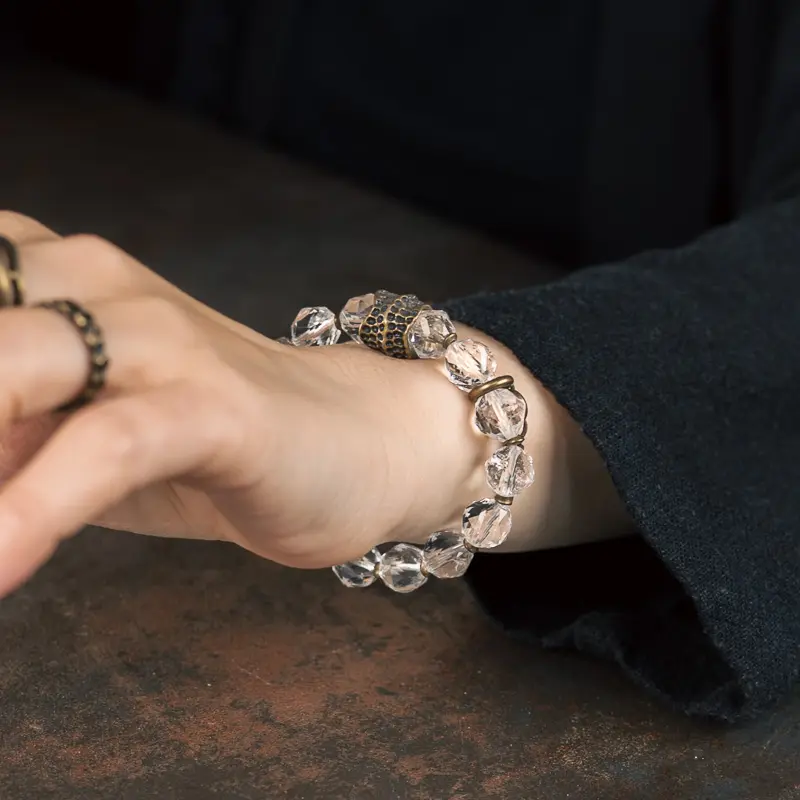 Radiant Clear Quartz Bracelet Clarity & Vintage Brass
