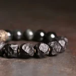 Retro-Chic Ebony Wood & Obsidian Bracelet-4