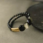 Retro-Chic Natural Obsidian Bracelet