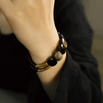 Retro-Chic Obsidian Bracelet-4