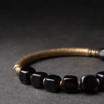 Vintage Brass Couple's Obsidian Bracelet-1