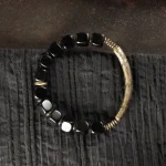 Vintage Brass Couple's Obsidian Bracelet-2