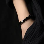 Vintage Brass Couple's Obsidian Bracelet-3