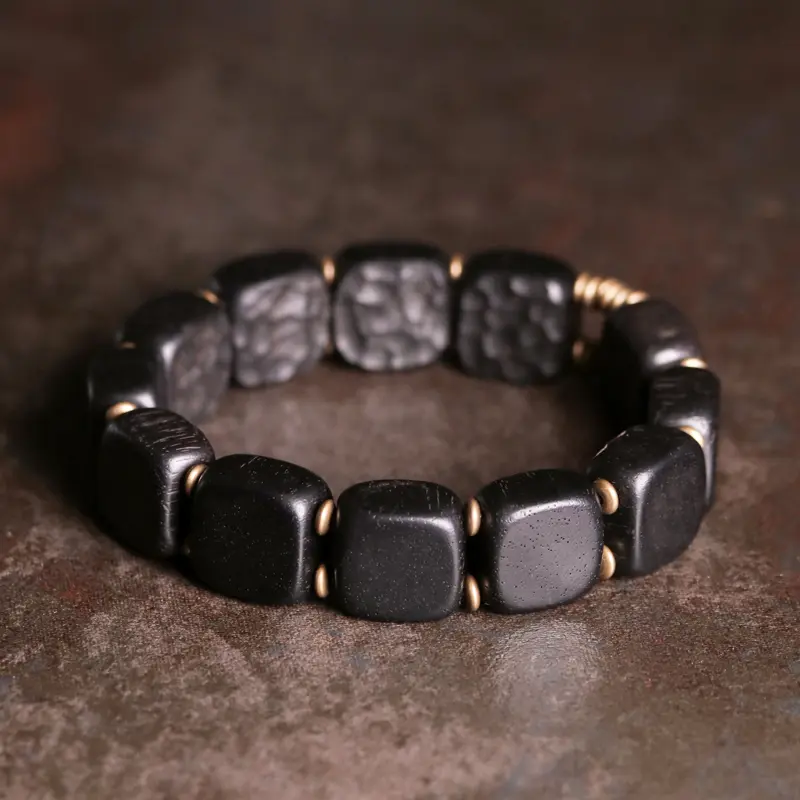 Carved Ebony Bracelet Wabi Sabi Grounding Jewelry