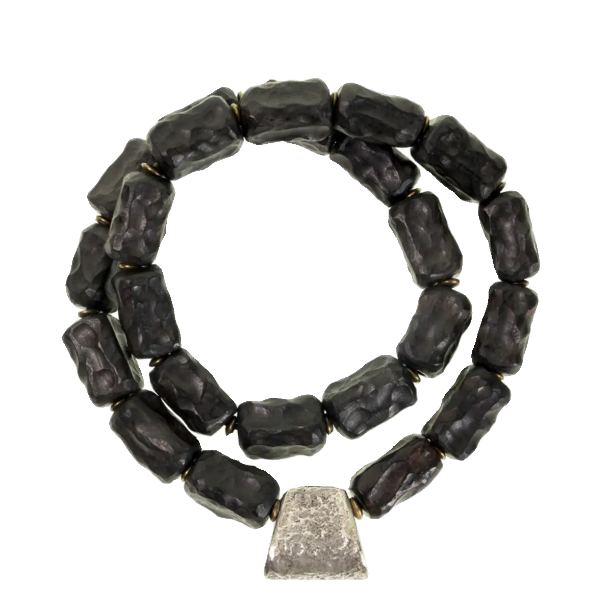 Carved Ebony Silver Bracelet Wabi Sabi Grounding