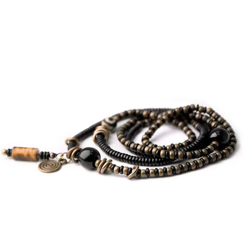 Convertible Dzi Bead Mala Tibetan Wrap Bracelet & Necklace