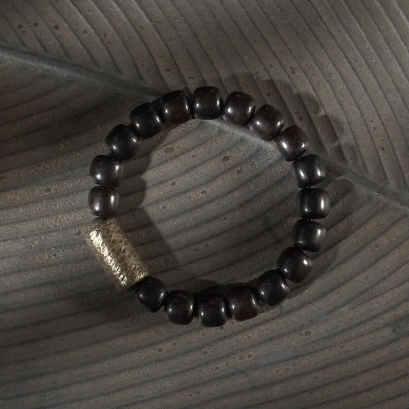 Ebony Wood Bracelet Hammered Brass Grounding Jewelry