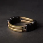 Ebony and Brass Bar Bracelet | Architectural Zen Jewelry - Buddha Bodhis Ebony and Brass Bar Bracelet Architectural Zen Jewelry