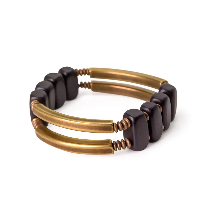 Ebony and Brass Bar Bracelet Architectural Zen Jewelry