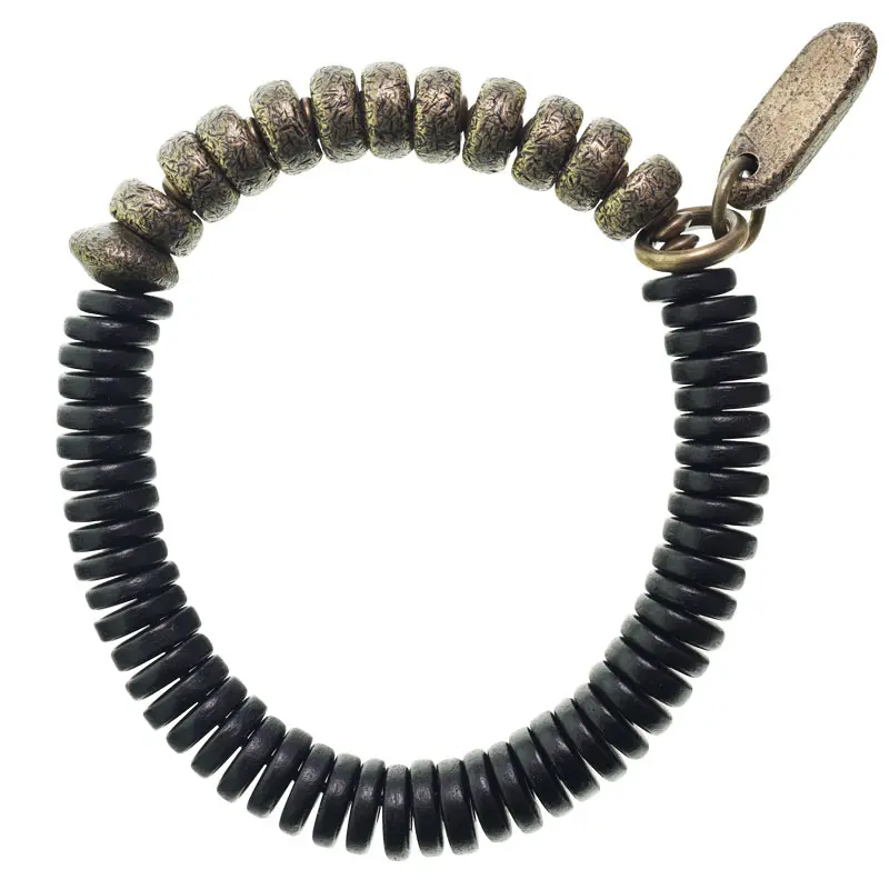 Ebony and Brass Heishi Bracelet Yin Yang Balance Jewelry