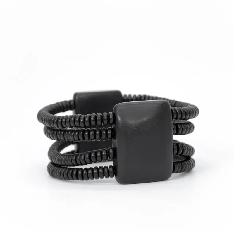 Multi-Strand Ebony Bracelet Architectural Grounding Cuff
