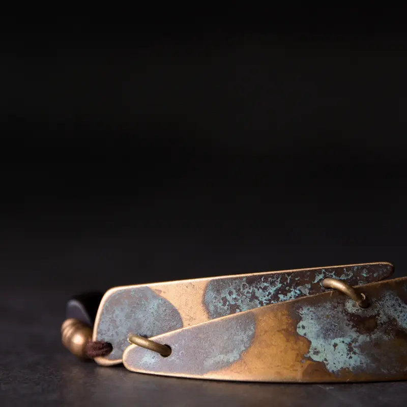 Patinated Brass Ebony Bracelet Wabi Sabi Armor Jewelry