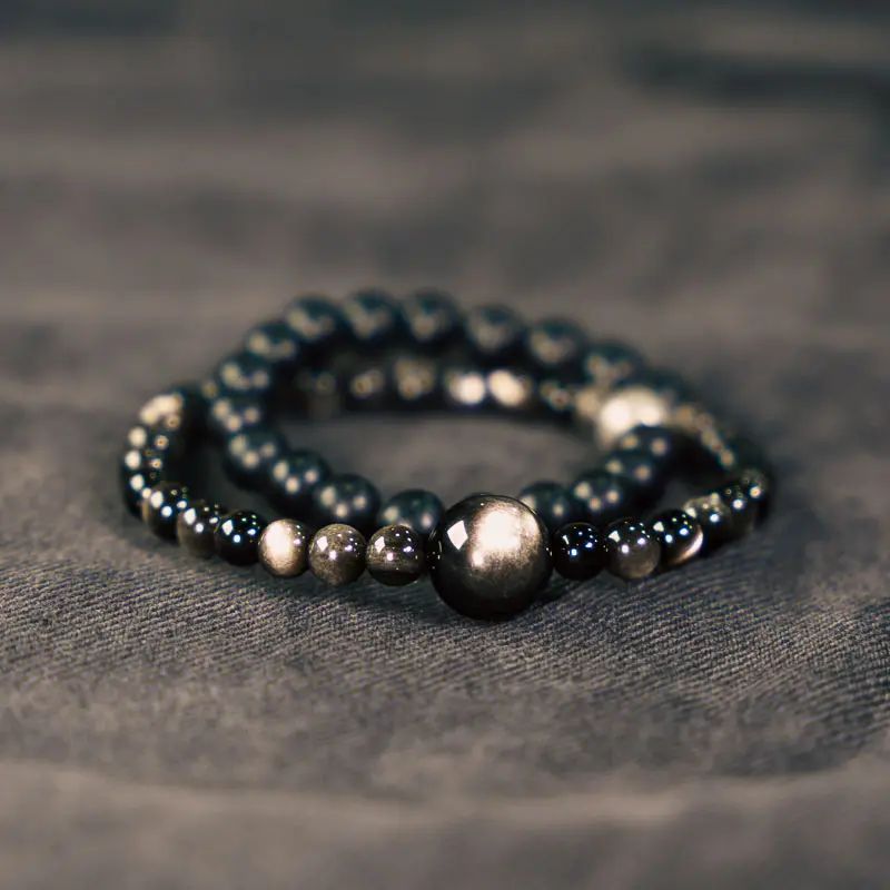 Silver Sheen Obsidian Bracelet & Ebony Cosmic Grounding