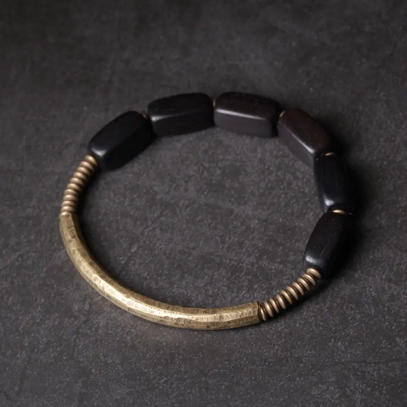 The #1 Essential Hammered Brass Ebony Bracelet for Balance