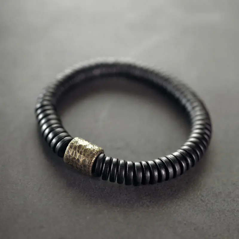 The Ultimate Serene Path: A Hammered Brass Ebony Bracelet