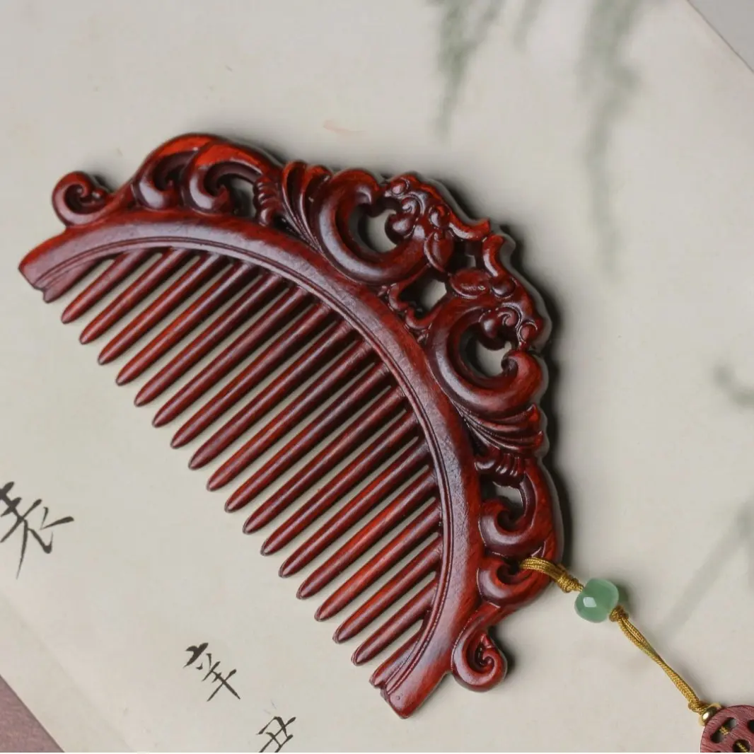 Hand-Carved Indonesian Rosewood Comb | Anti-Static Scalp Massage & Zen Ritual