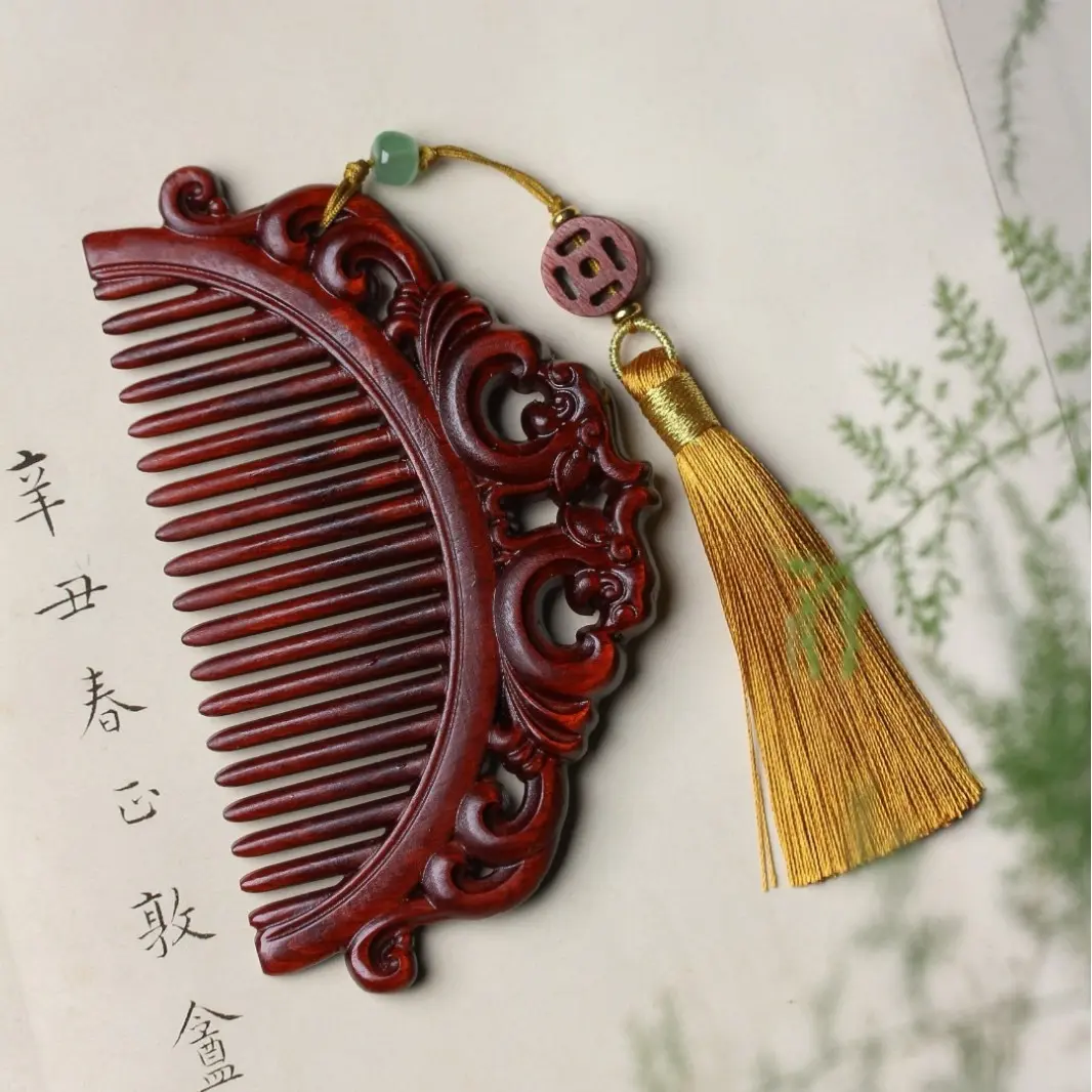 Hand-Carved Indonesian Rosewood Comb | Anti-Static Scalp Massage & Zen Ritual