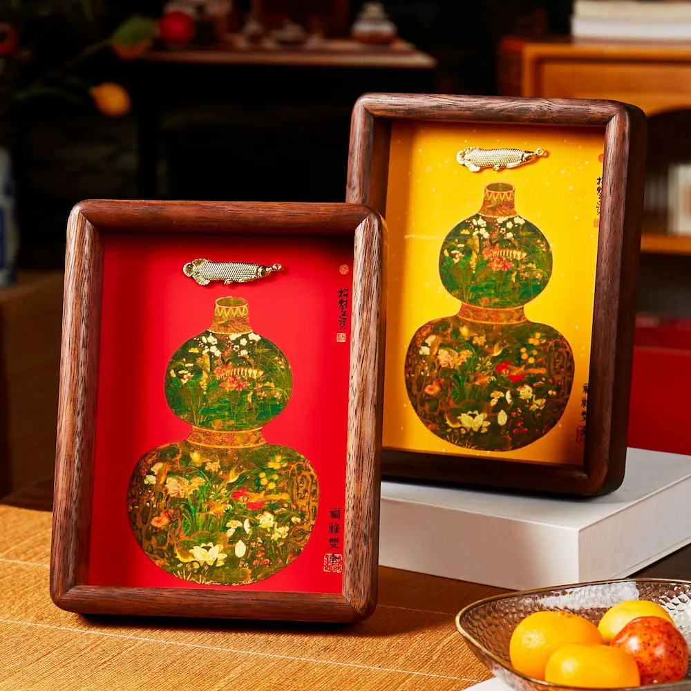 Handcrafted 3D Feng Shui Prosperity Frame Wu Lou & Arowana for Wealth & Health