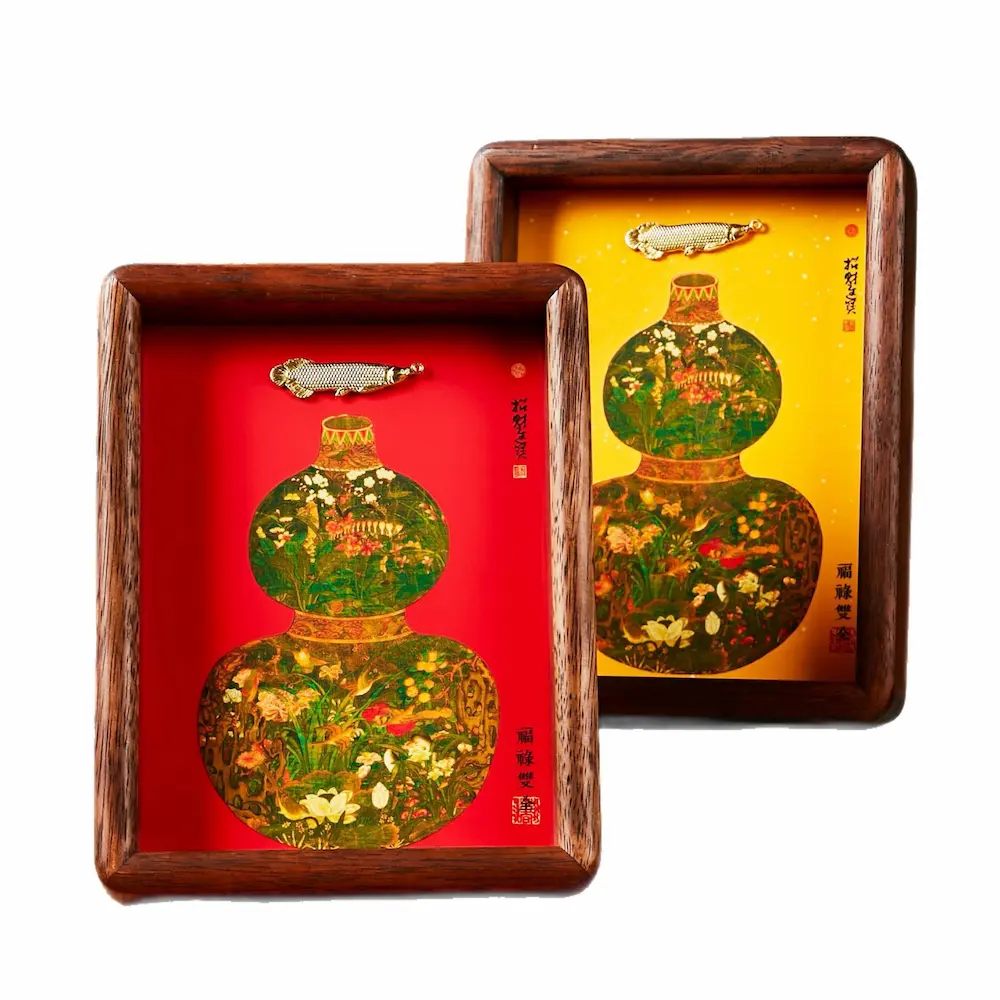 Handcrafted 3D Feng Shui Prosperity Frame Wu Lou & Arowana for Wealth & Health