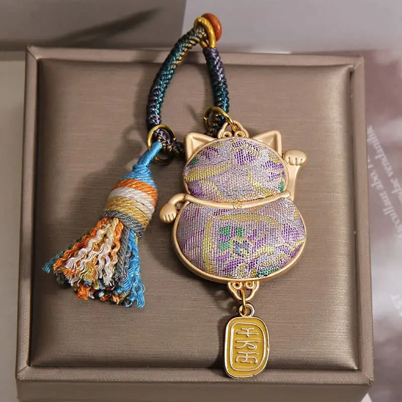 Handcrafted Embroidered Tassel Charm Lucky Horse, Cat & Fortune Bag Amulets