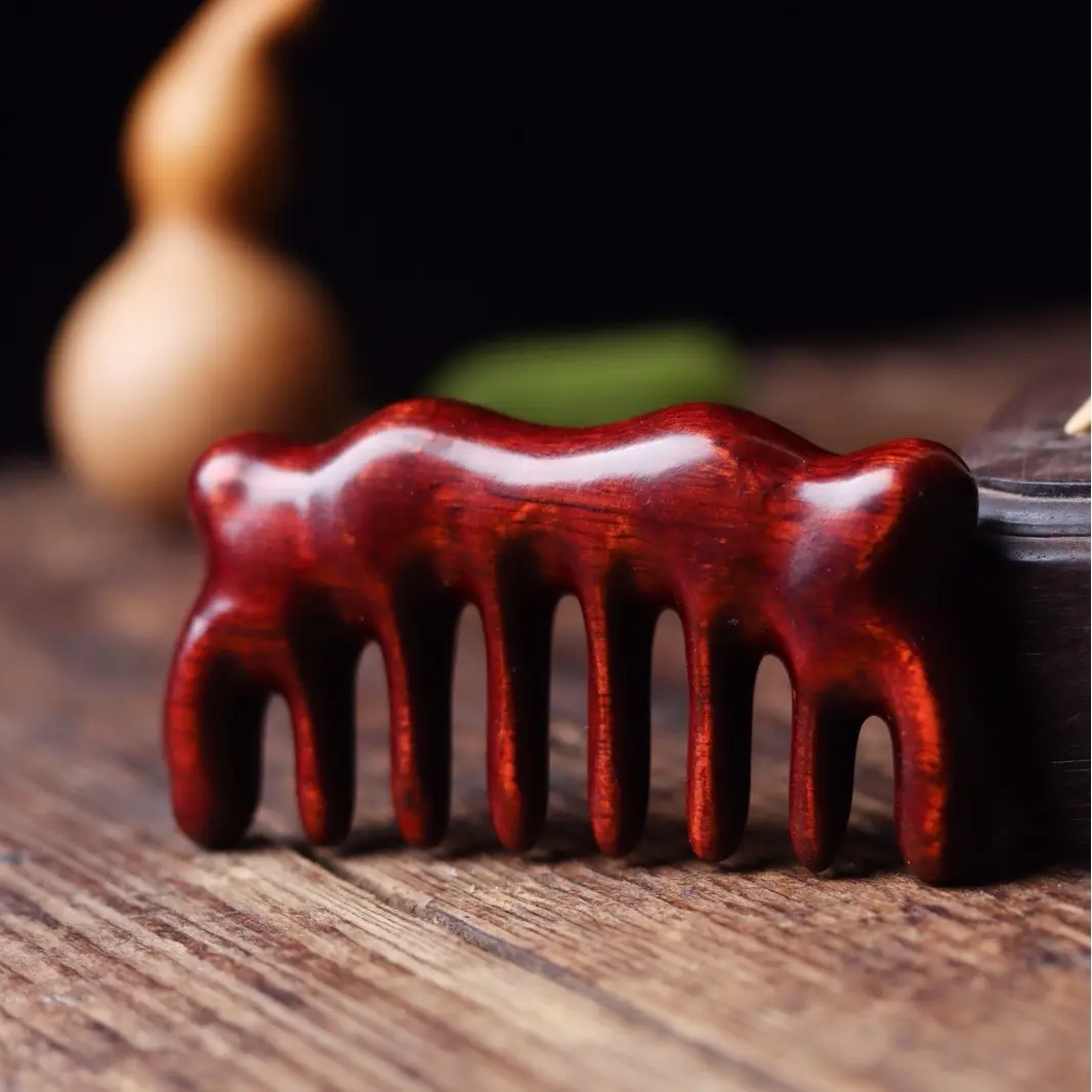 Handcrafted Indonesian Rosewood Cat Ear Comb | Scalp Gua Sha & Meridian Massage Tool
