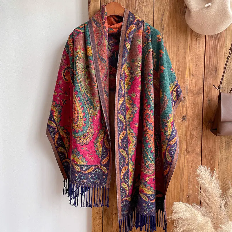 Oversized Vibrant Bohemian Paisley Meditation Shawl | Multi-Color Prayer Wrap for Chakra Balance