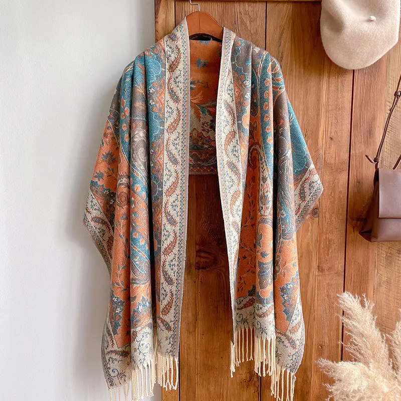 Oversized Vibrant Bohemian Paisley Meditation Shawl | Multi-Color Prayer Wrap for Chakra Balance