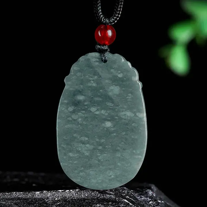 Buddha Bodhis Chinese Zodiac Jade Year of the Horse Luck Rope Necklace Pendant