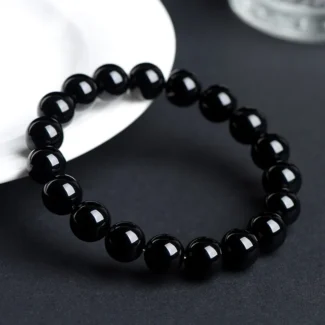 Natural Black, Gold & Silver Sheen Obsidian Bracelet 6mm-18mm Protection & Wealth Beads
