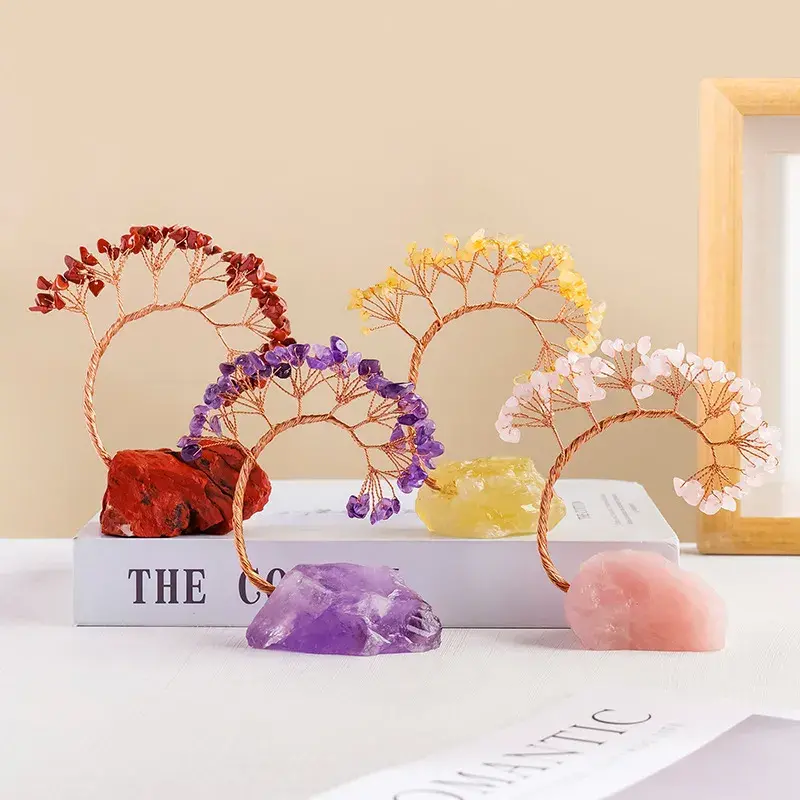 Buddha Bodhis Handmade Natural Crystal Tree with Raw Stone Base 3 - Buddha Bodhis