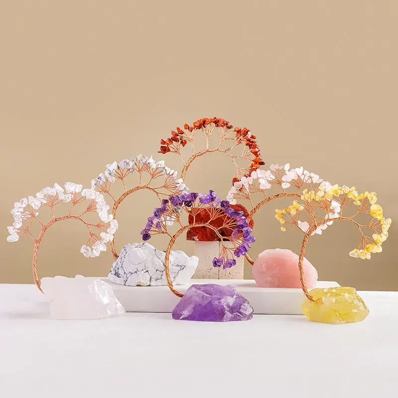 Buddha Bodhis Handmade Natural Crystal Tree with Raw Stone Base 2 - Buddha Bodhis