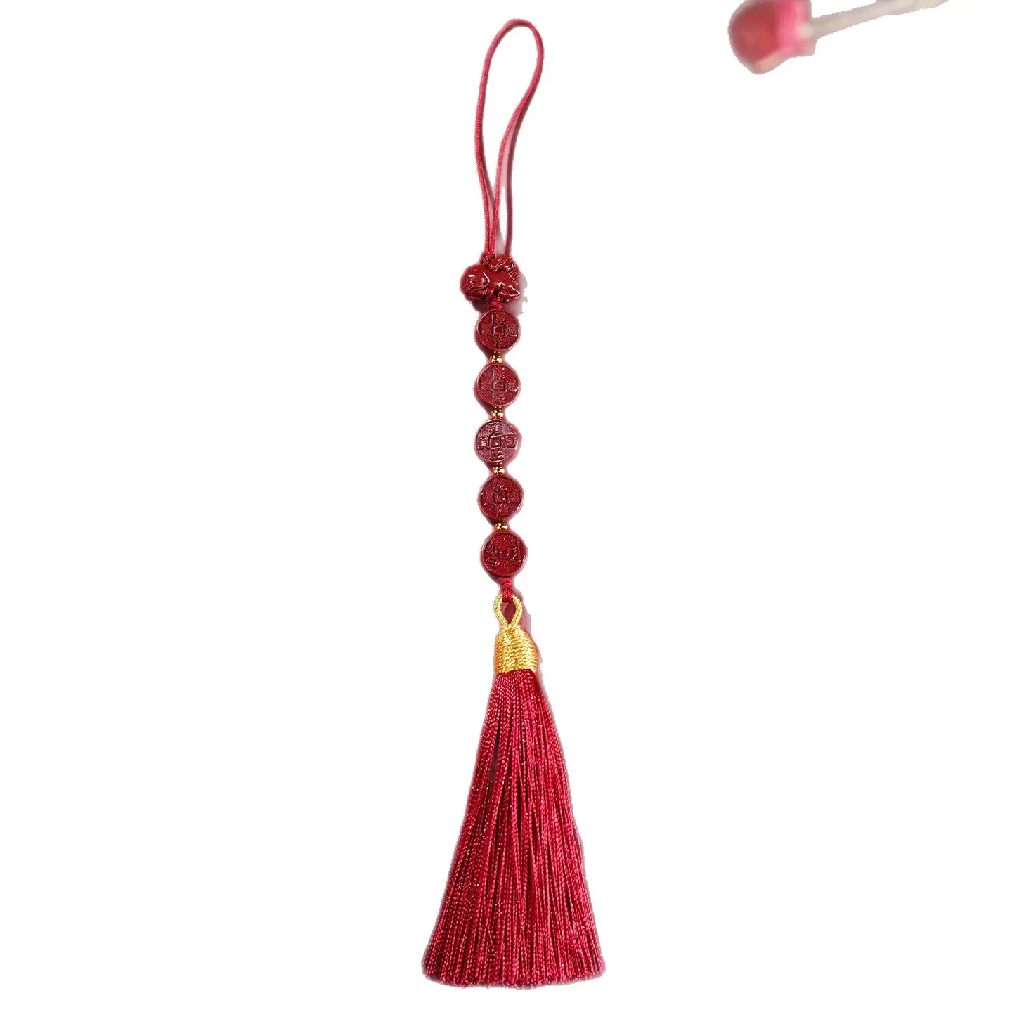 Handcrafted Cinnabar Horse Five Emperor Coins Keychain | 2026 Zodiac Amulet