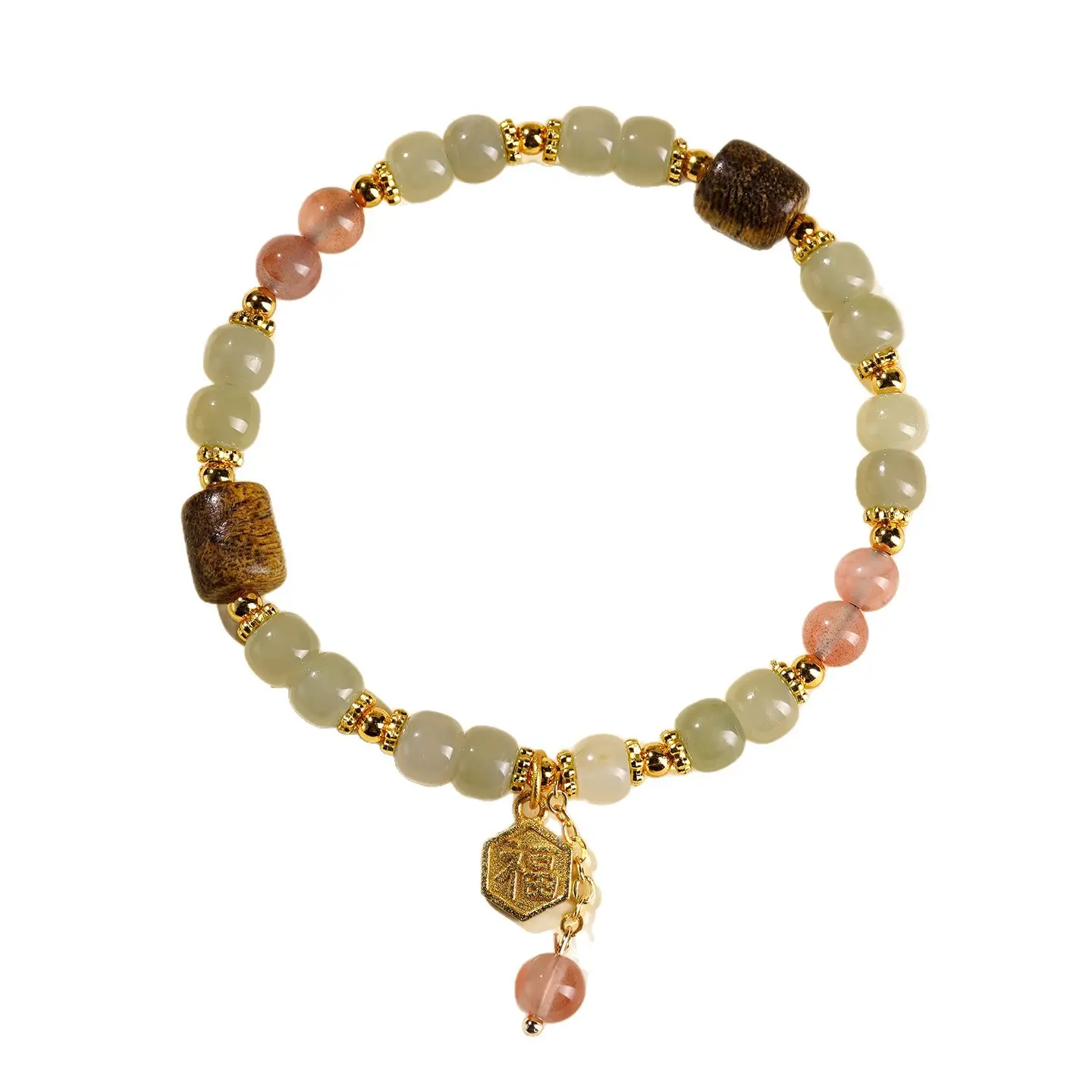Handcrafted Hetian Jade Bracelet | Calming Eaglewood & Southern Red Agate Amulet