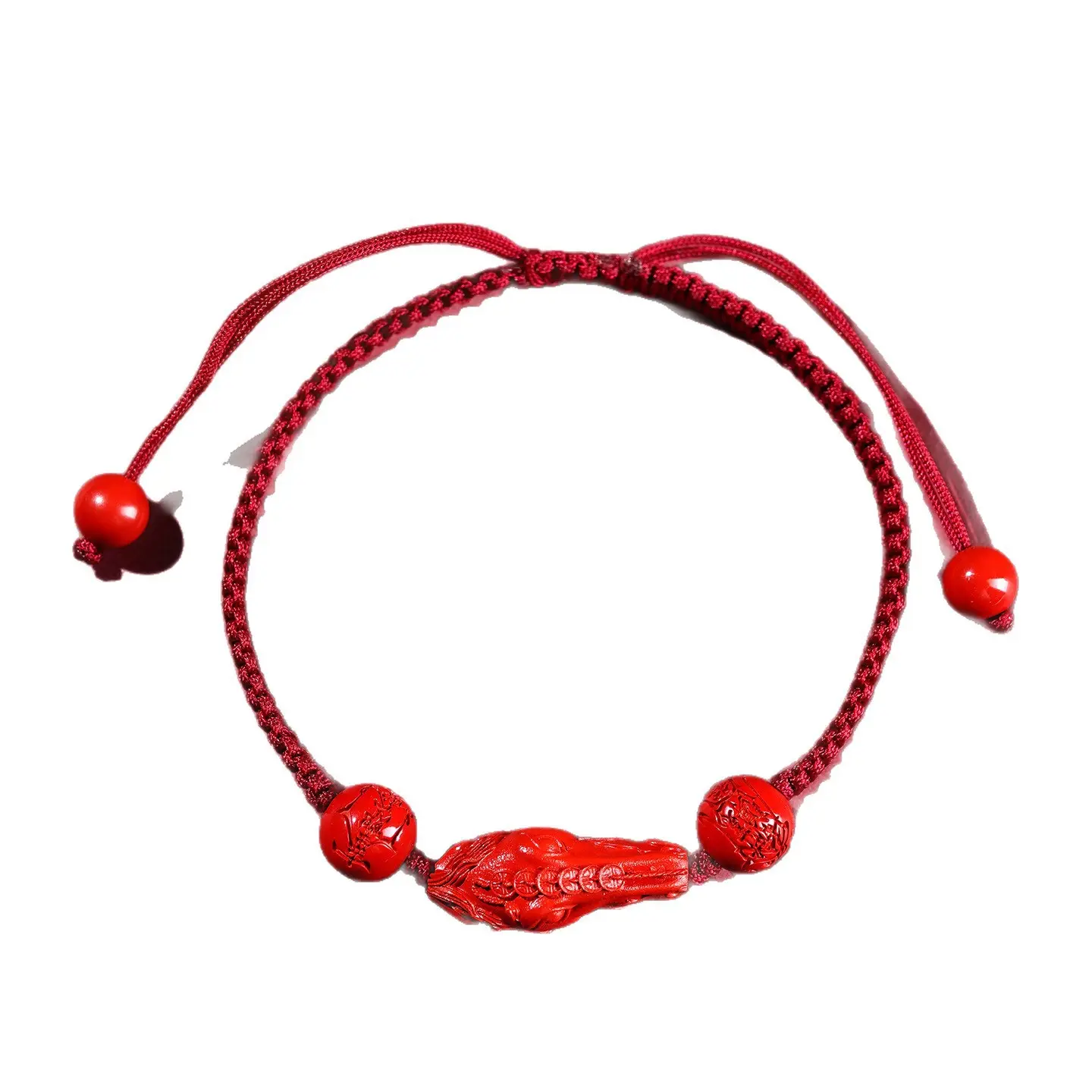 Handcrafted Natural Red Cinnabar Prosperity on Horseback Bracelet 2026 Zodiac Red String Amulet