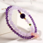 Natural Amethyst & Kunzite Bracelet - Handcrafted Success & Serenity Amulet