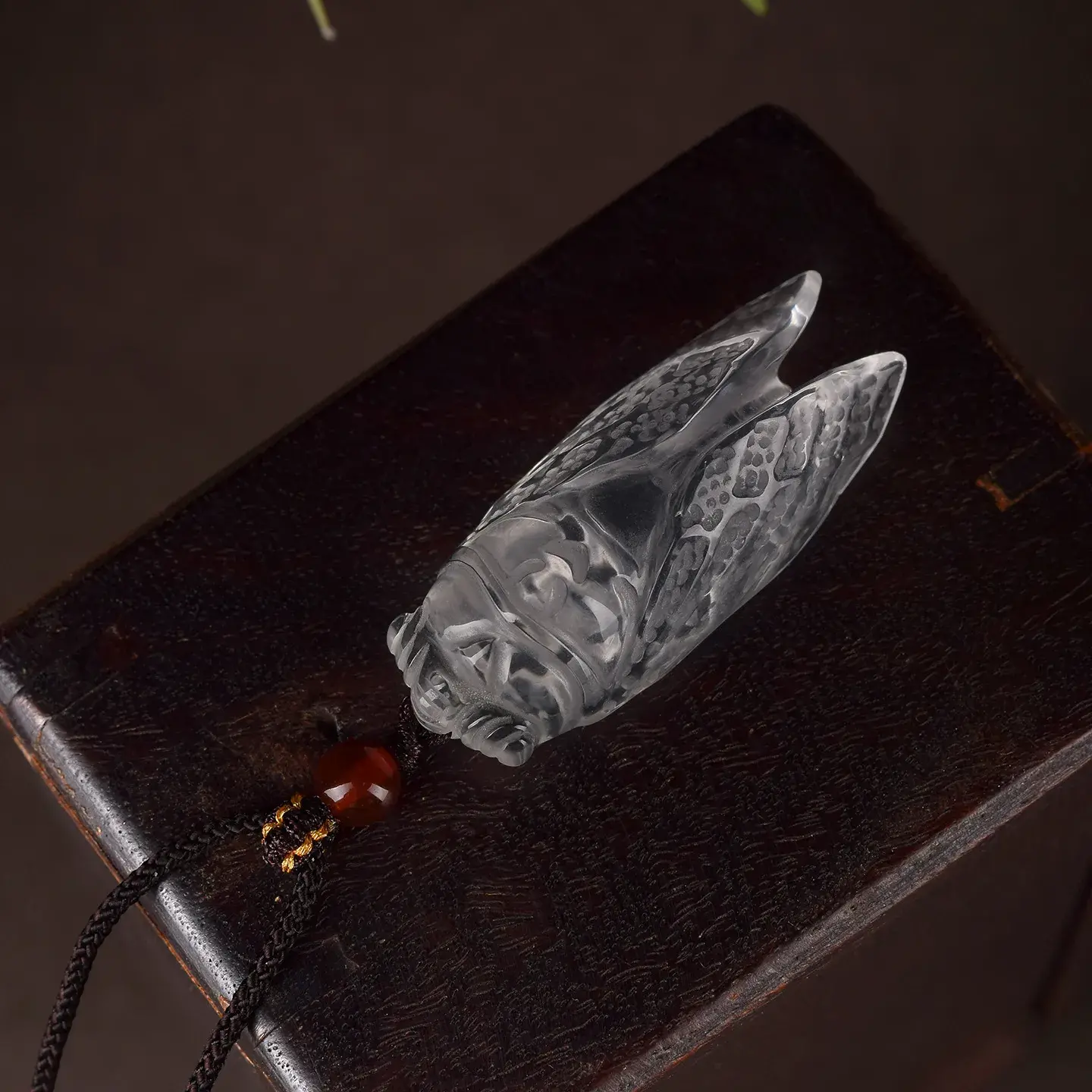 Natural Clear Quartz Cicada Pendant - Hand-Carved Success & Rebirth Amulet