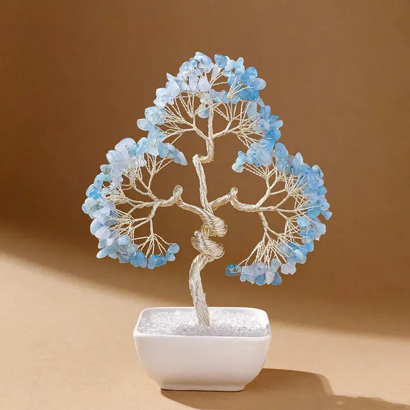 Natural Gemstone Tree of Life Statue - Handcrafted Feng Shui Money Tree