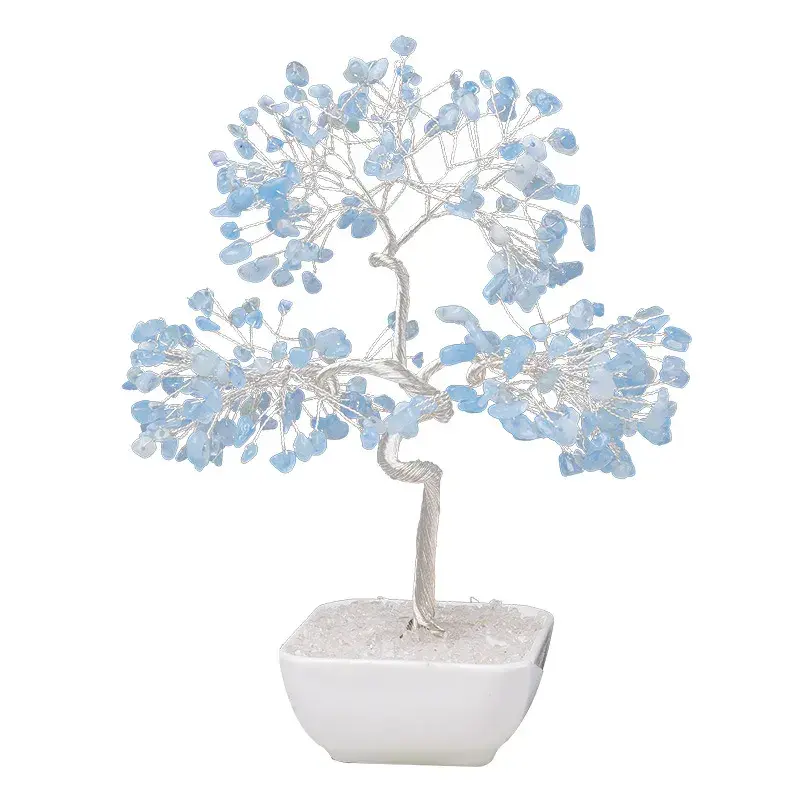 Natural Gemstone Tree of Life Statue - Handcrafted Feng Shui Money Tree