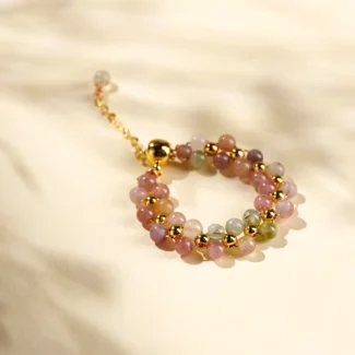 Natural Tourmaline Adjustable Ring Seven Chakra Healing Amulet