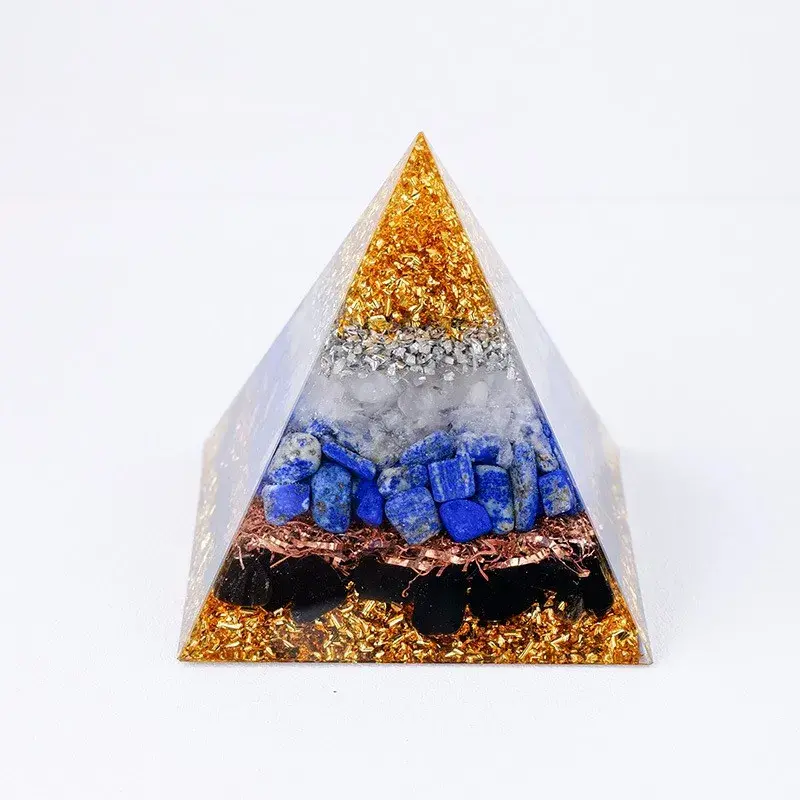 Natural Gemstone Orgonite Pyramid - Handcrafted Energy Generator for Meditation
