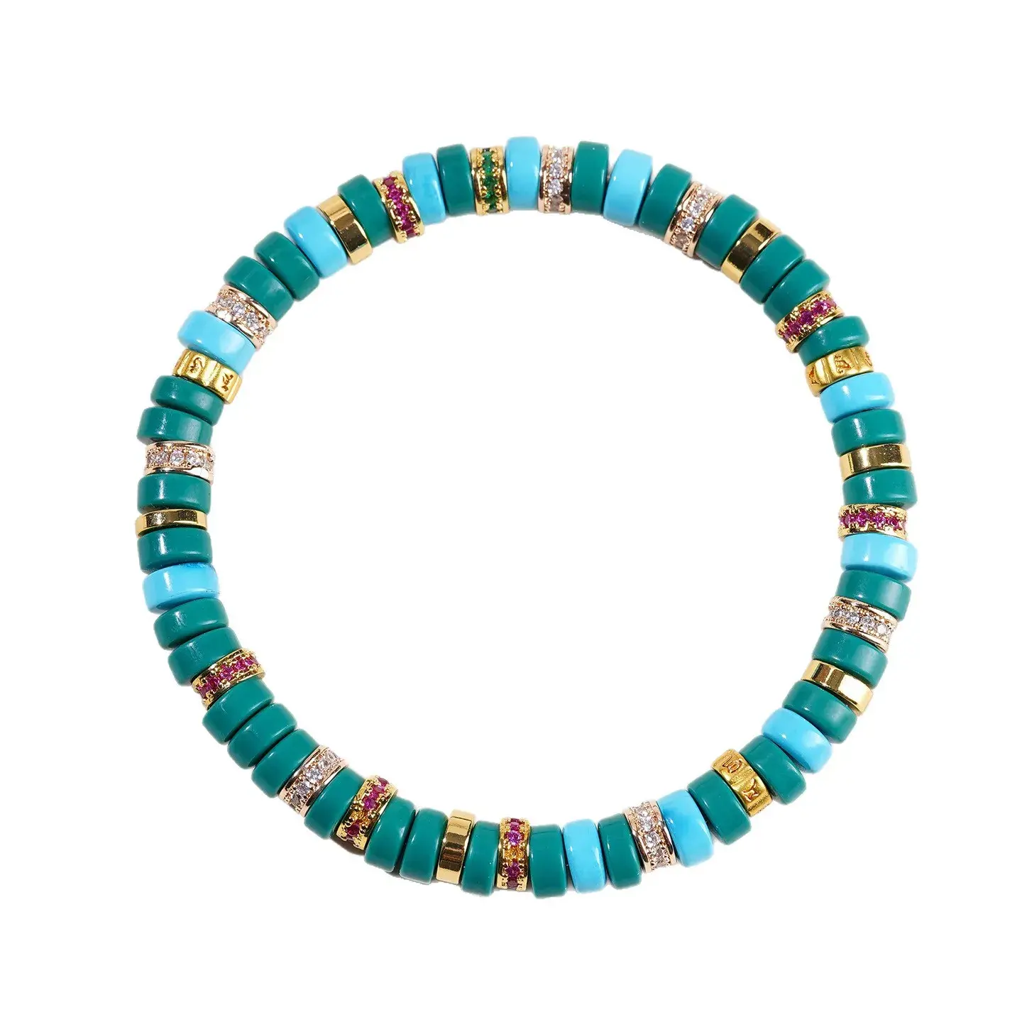 Tribal Turquoise Heishi Bead Bracelet - Handcrafted Protection Amulet