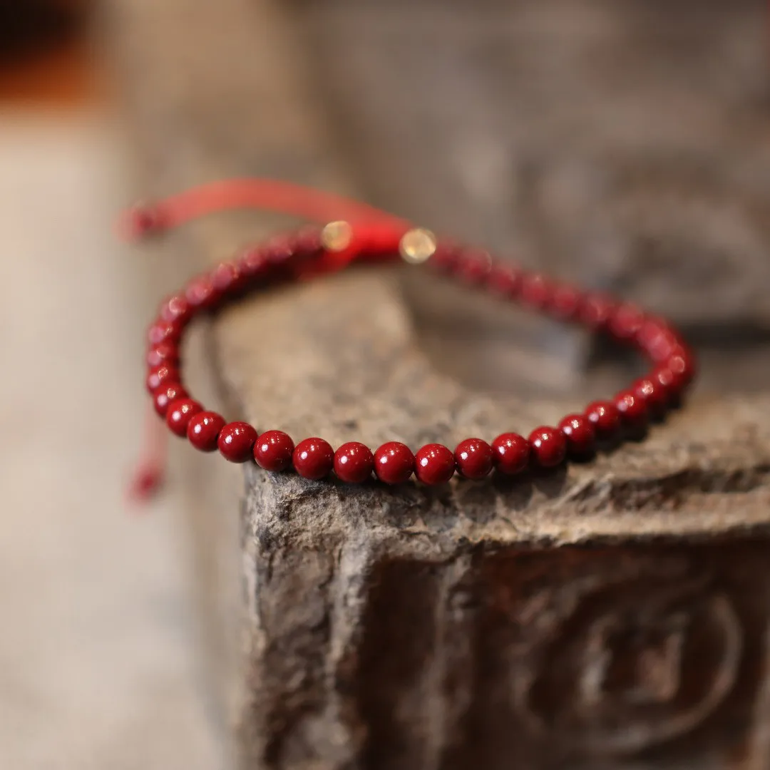 Purple Gold Sand Cinnabar Anklet for Protection & Good Fortune