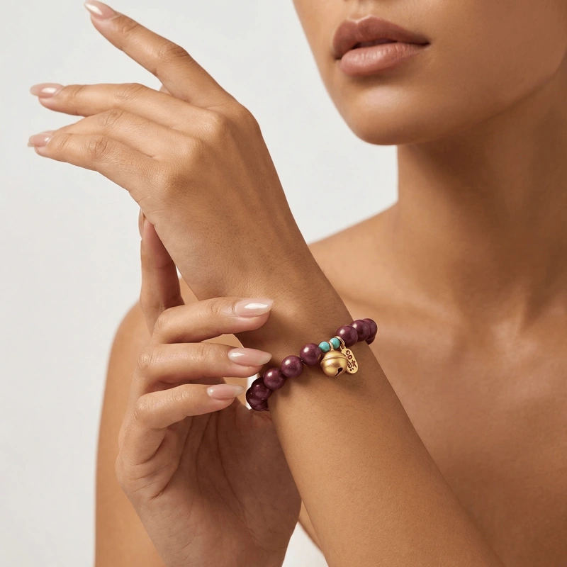 cinnabar-purple-gold-sand-bell-charm-bracelet-women