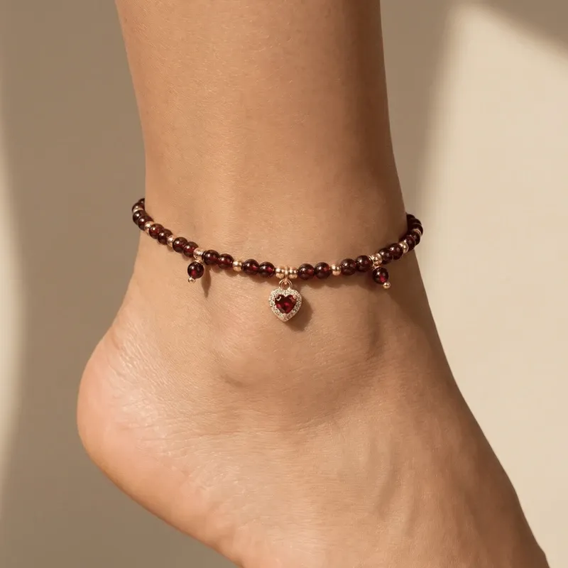 garnet-heart-zircon-anklet-luxury-model