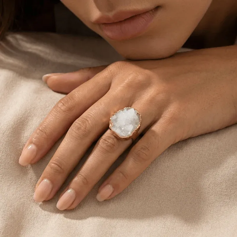 natural-clear-quartz-druzy-gold-adjustable-ring