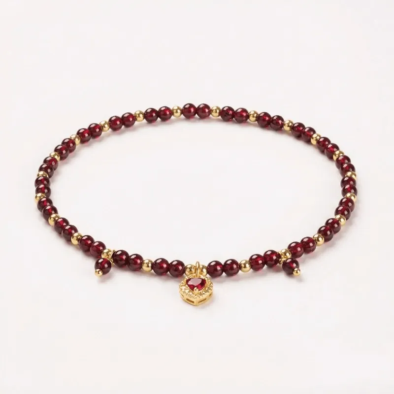 red-garnet-heart-anklet