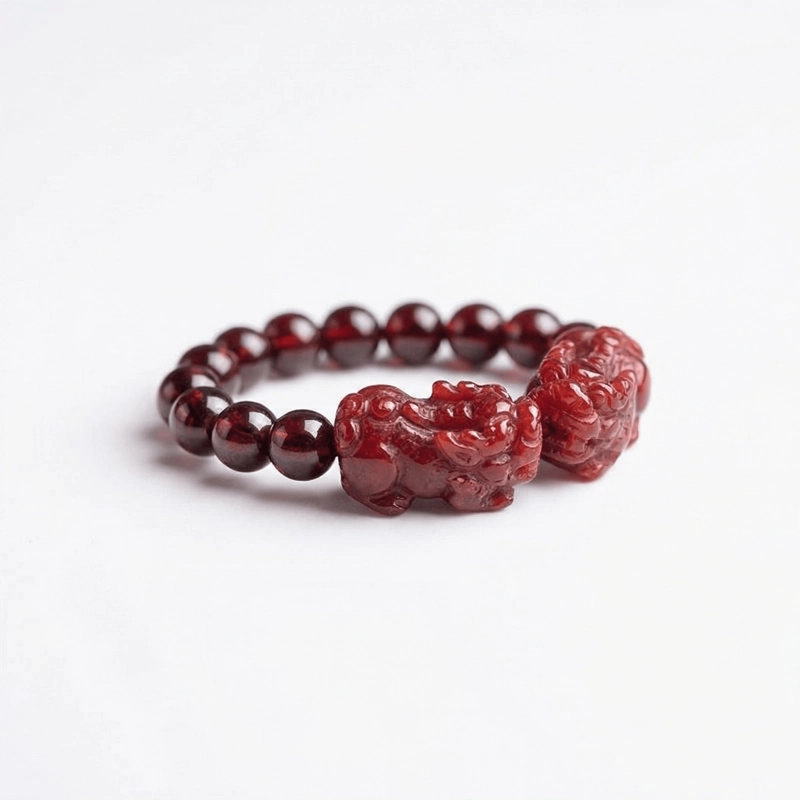 red-pixiu-garnet-beaded-ring-luxury-jewelry